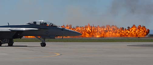 Pyrotechnics from the A-10A Thunderbolt II demonstration